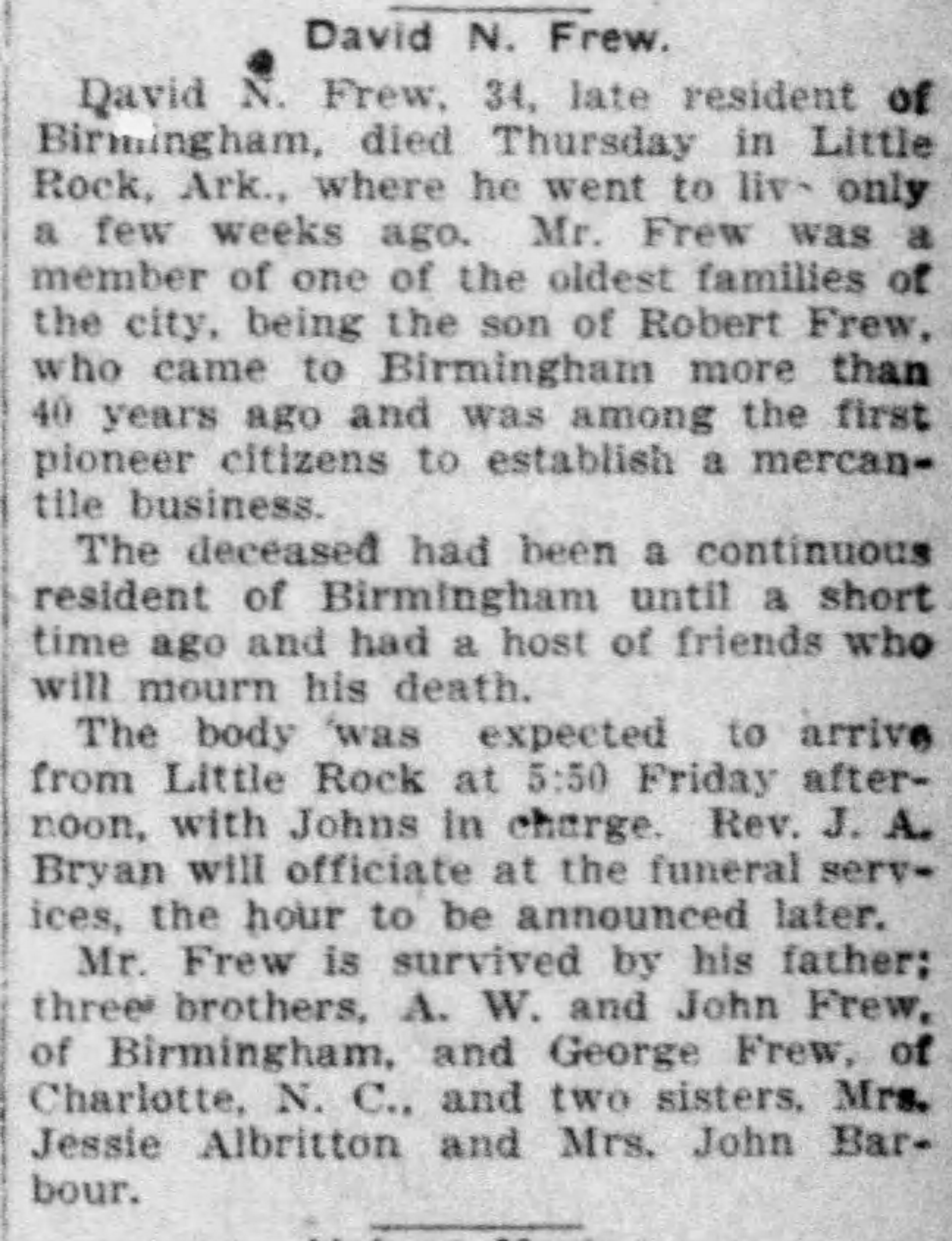 David N. Frew obituary